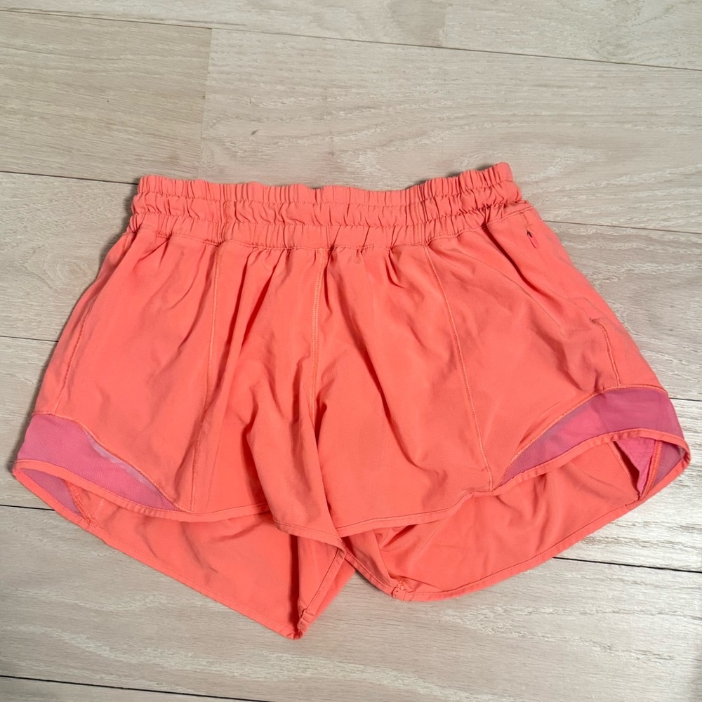 Lululemon neon peach shorts